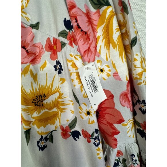 Old Navy Womens Floral Shirt Dress Size Large Gray Floral Ruffle Sleeves - Picture 5 of 16